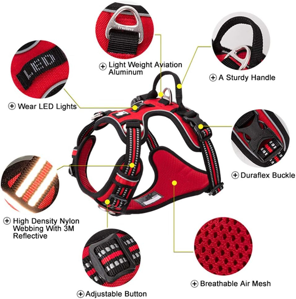 Dog Harness No Pull Nylon Reflective Pet Harness Adjustable Comfortable Control Step-In Brilliant Colors Truelove TLH56512