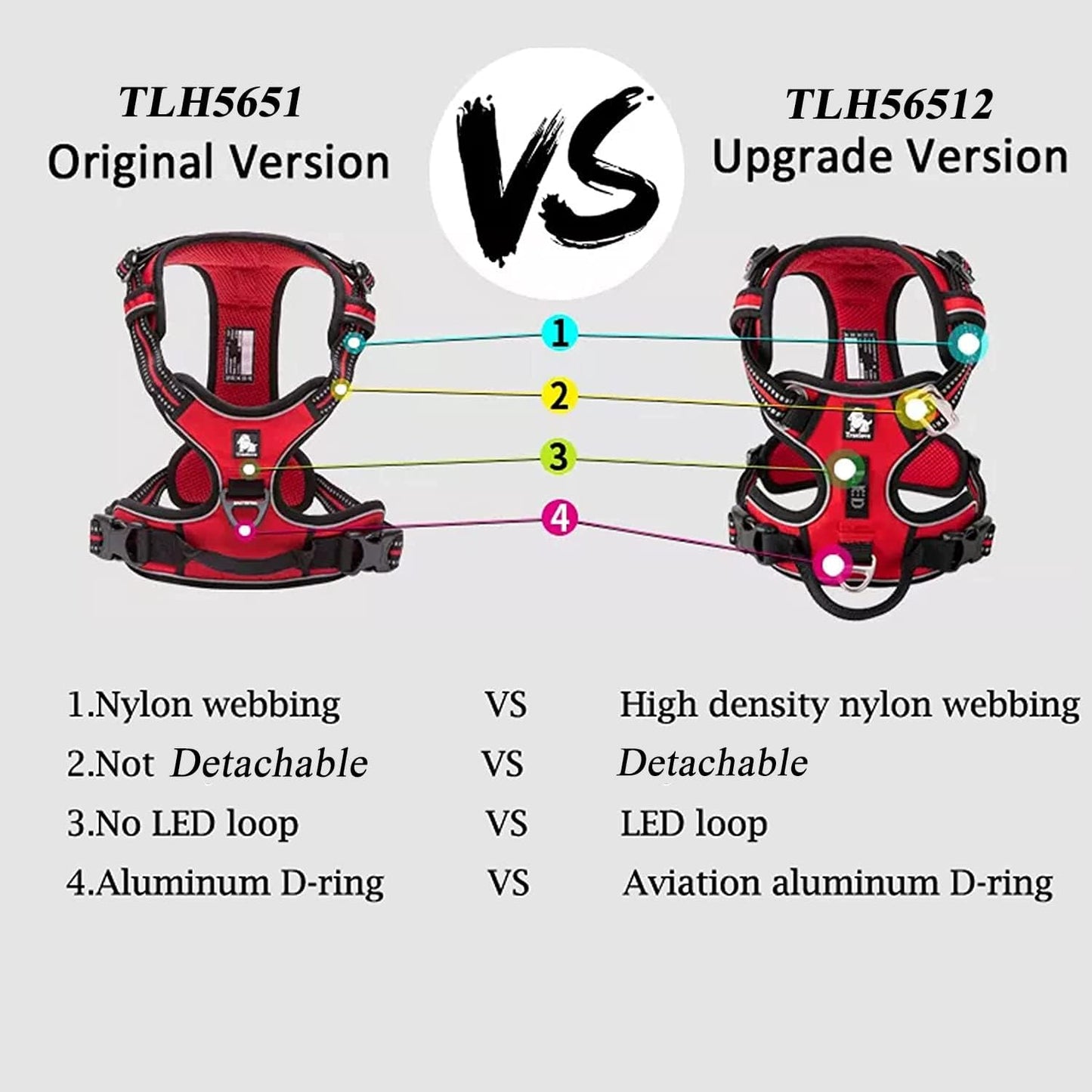 Dog Harness No Pull Nylon Reflective Pet Harness Adjustable Comfortable Control Step-In Brilliant Colors Truelove TLH56512