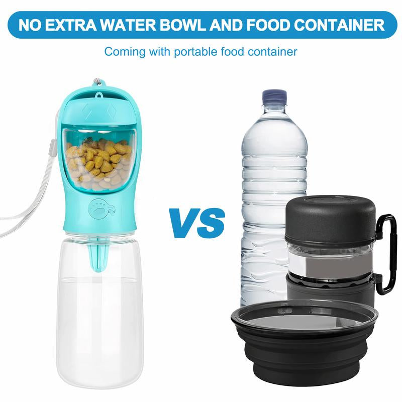 2-In-1 Portable Dog Water Bottle & Food Dispenser – Leak-Proof, Travel-Friendly, Durable Pet Hydration and Snack Container