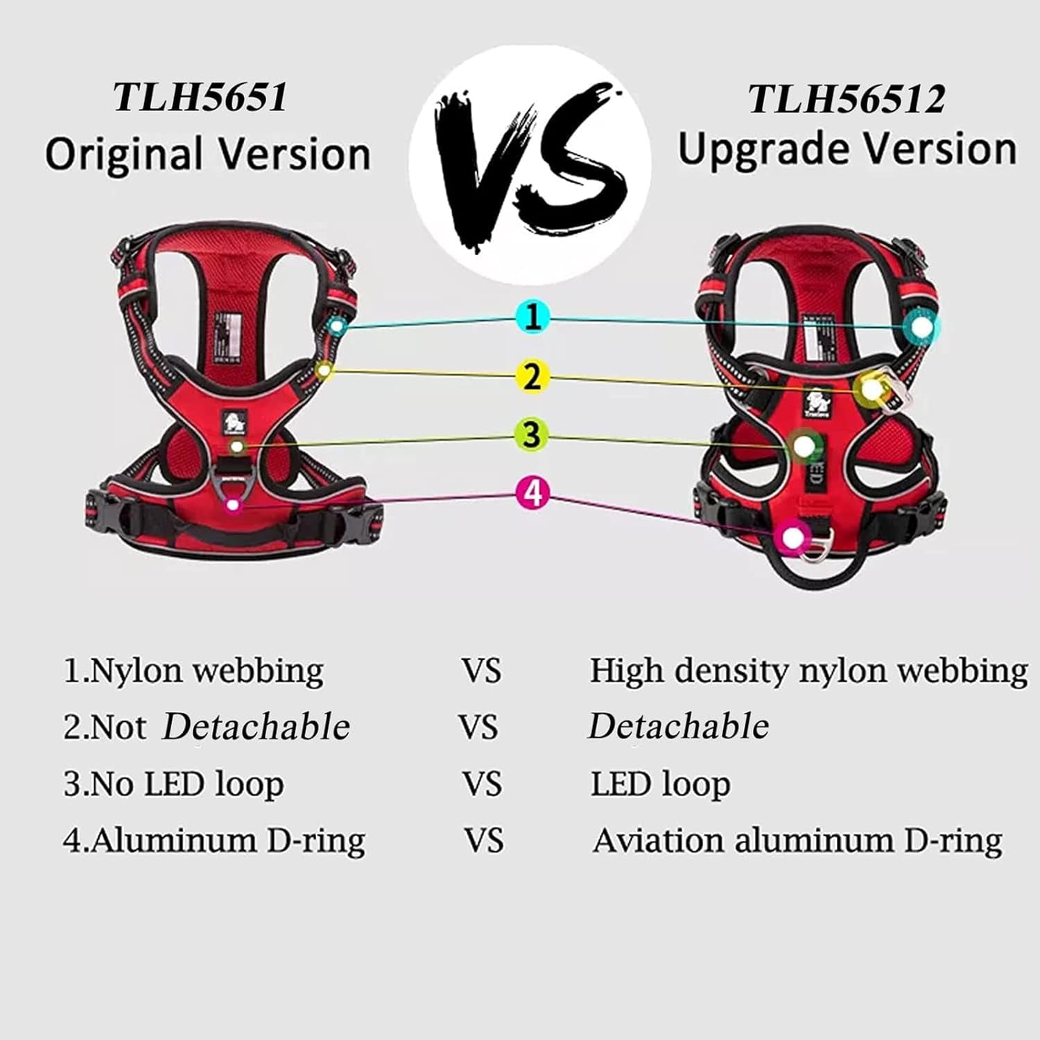Dog Harness No Pull Nylon Reflective Pet Harness Adjustable Comfortable Control Step-In Brilliant Colors Truelove TLH56512